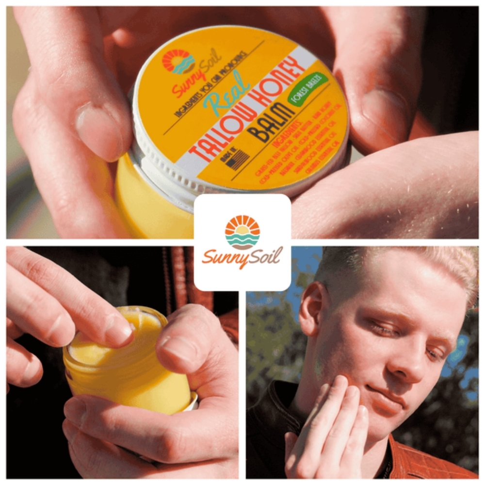 SunnySoil Forest Breeze Tallow Balm 2oz- Cedarwood, Calamus, Sandalwood Scent